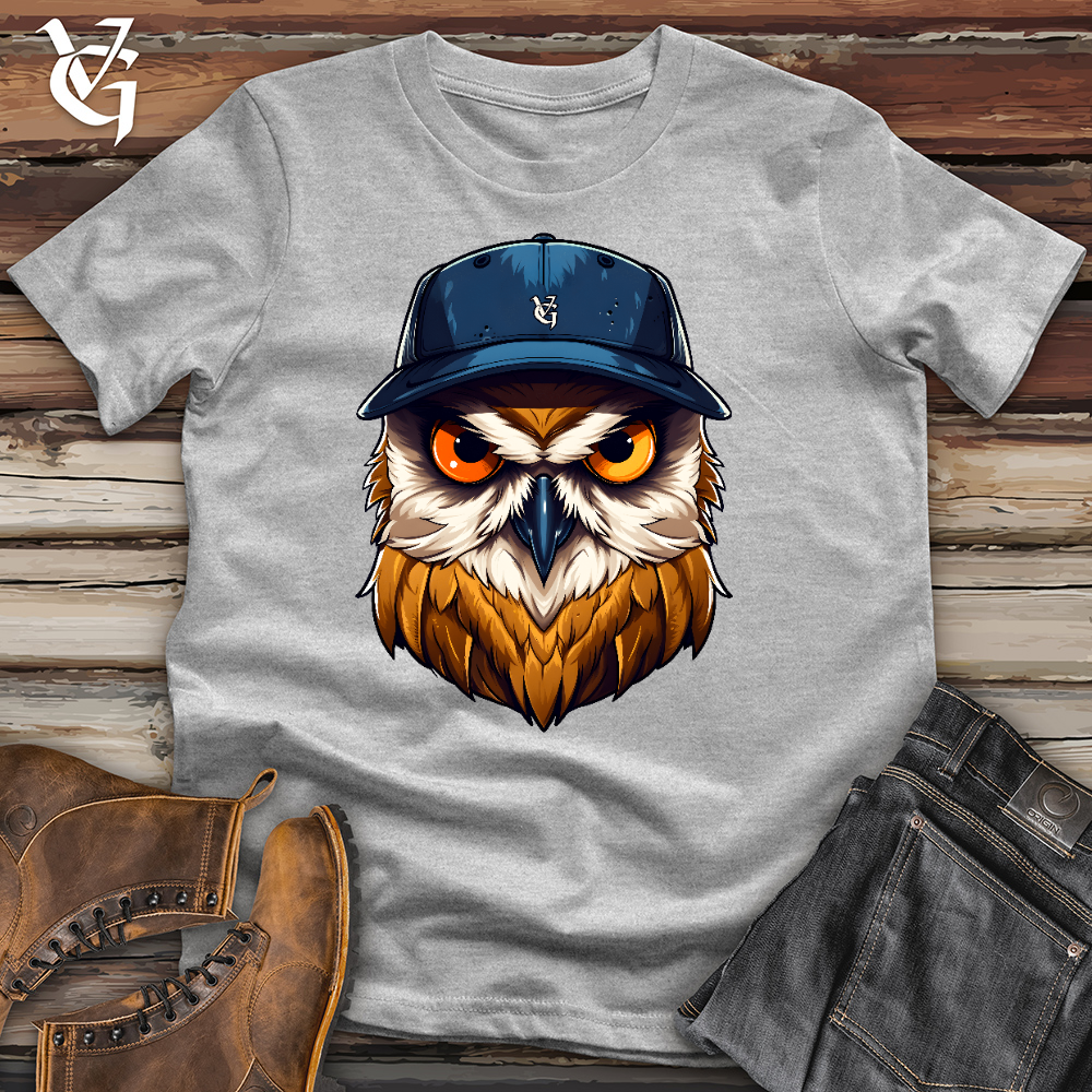 Owl Wearing a Baseball Cap Cotton Tee