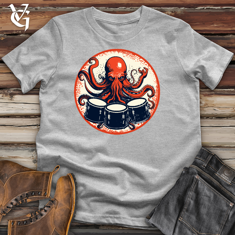 Octopus Playing Drums Cotton Tee