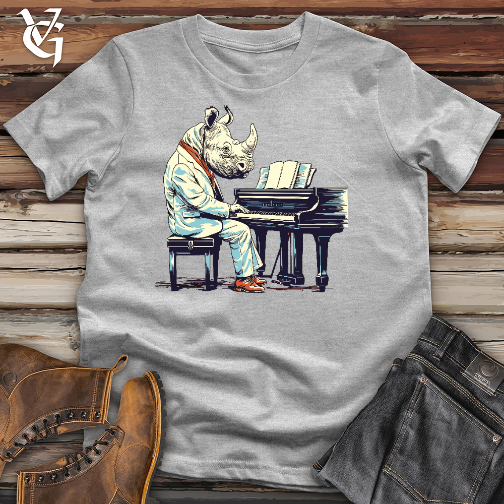 Rhinoceros Playing Piano Cotton Tee