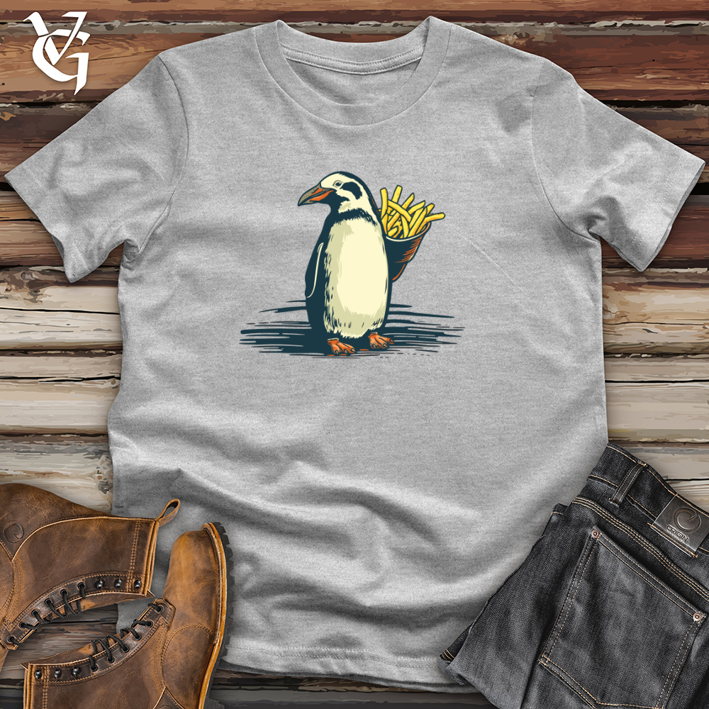 Vintage Fry-Loving Penguin 01 Cotton Tee