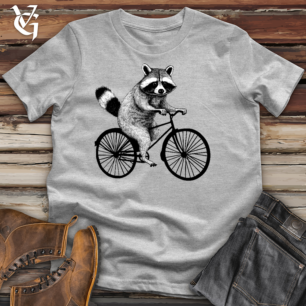 Raccoon On A Bike Cotton Tee