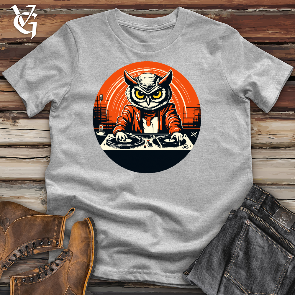 Dj Owl Making Techno Music Cotton Tee