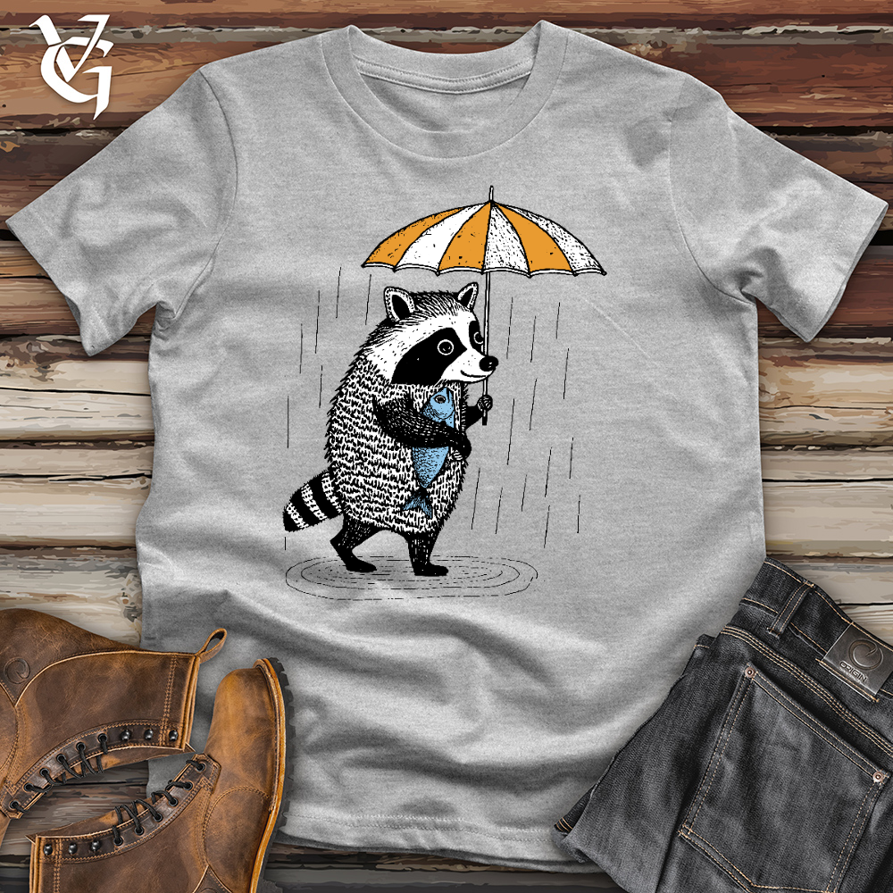 Raccoon In The Rain Cotton Tee