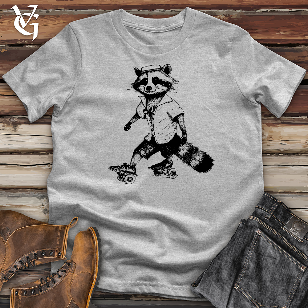 Raccoon On Roller Skates Cotton Tee