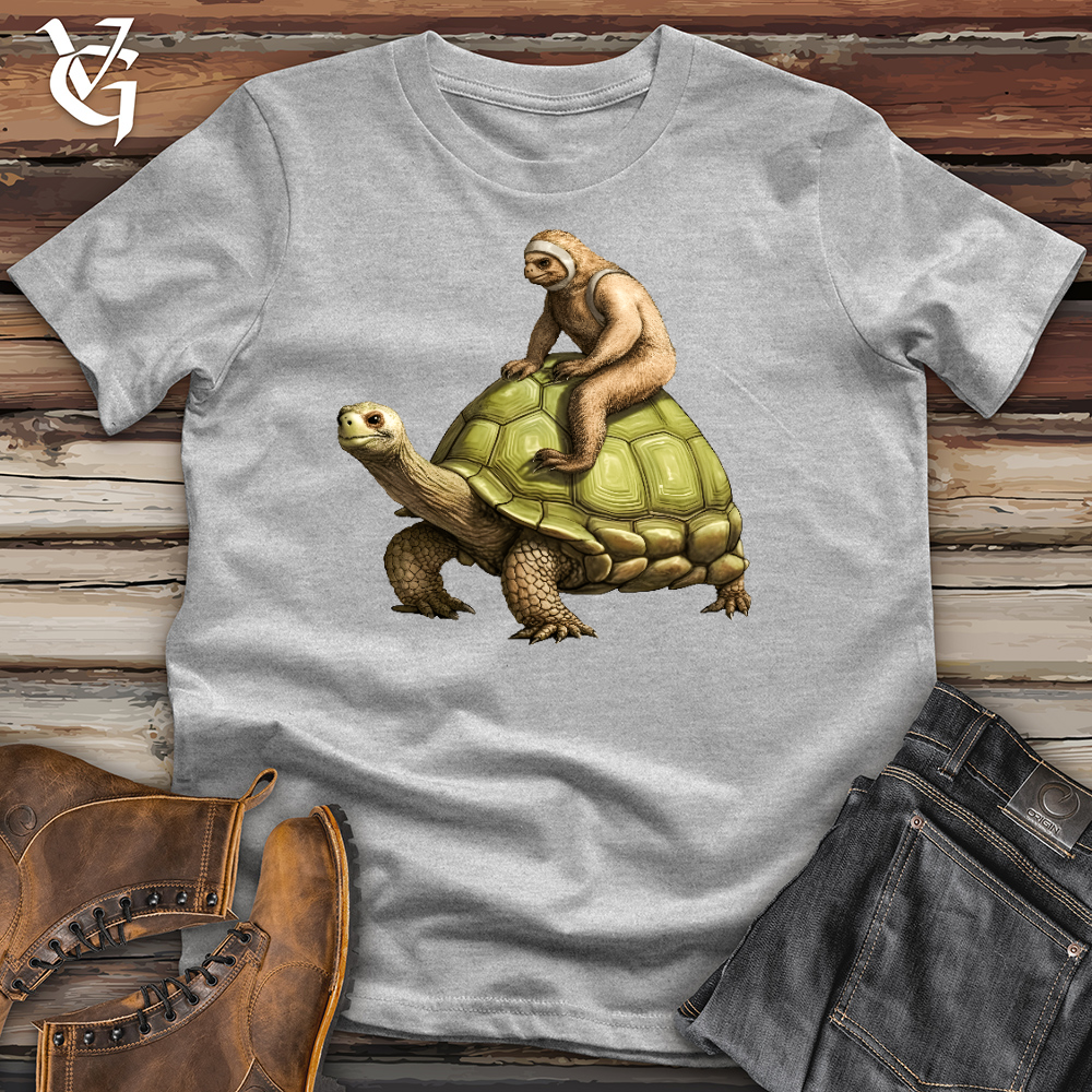 Sloth Riding The Turtle Cotton Tee