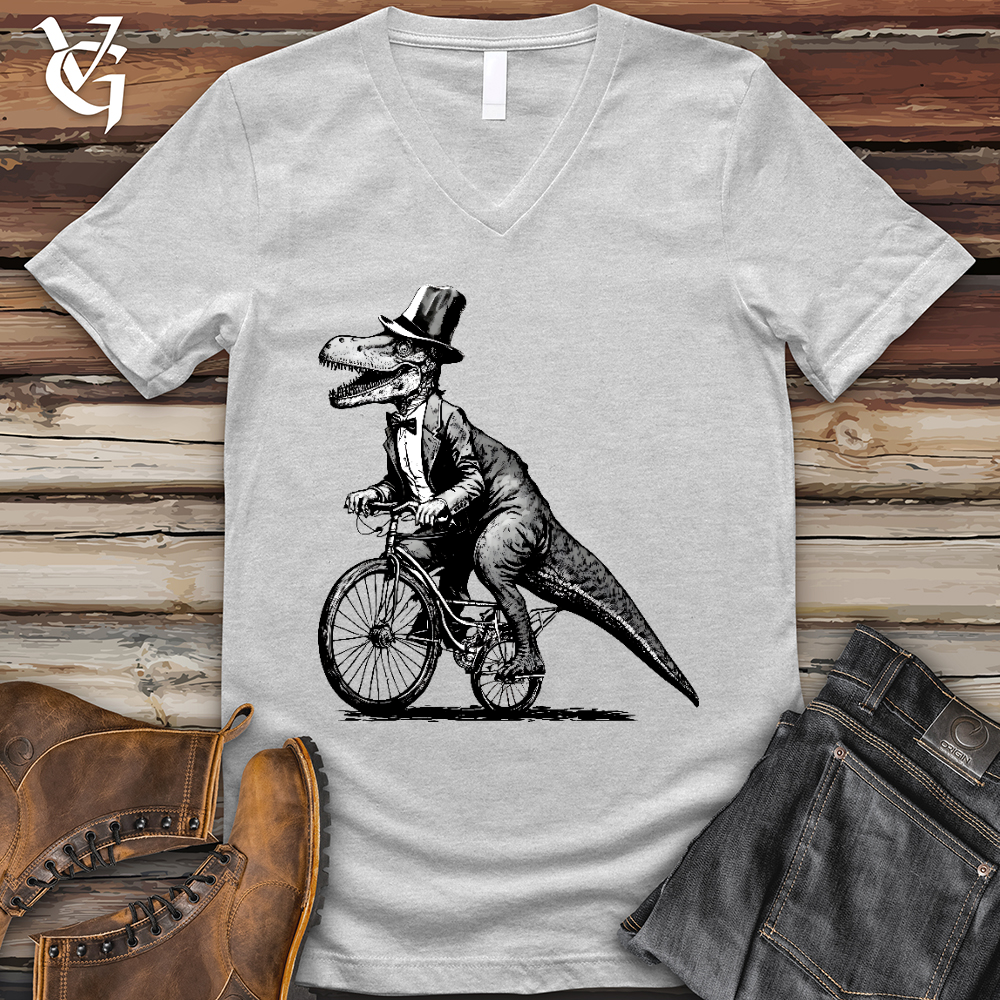 Dinosaur Riding a Bike V-Neck Tee