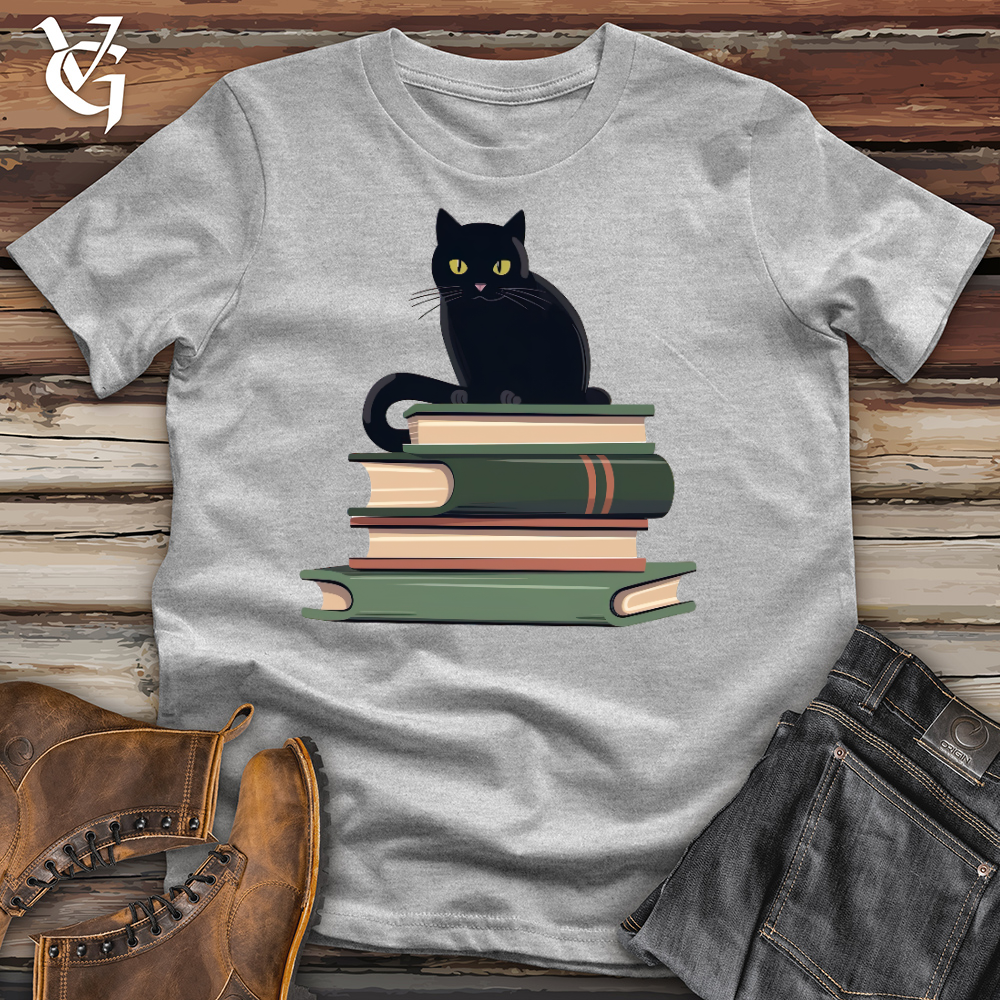 Cat Book Lover Cotton Tee