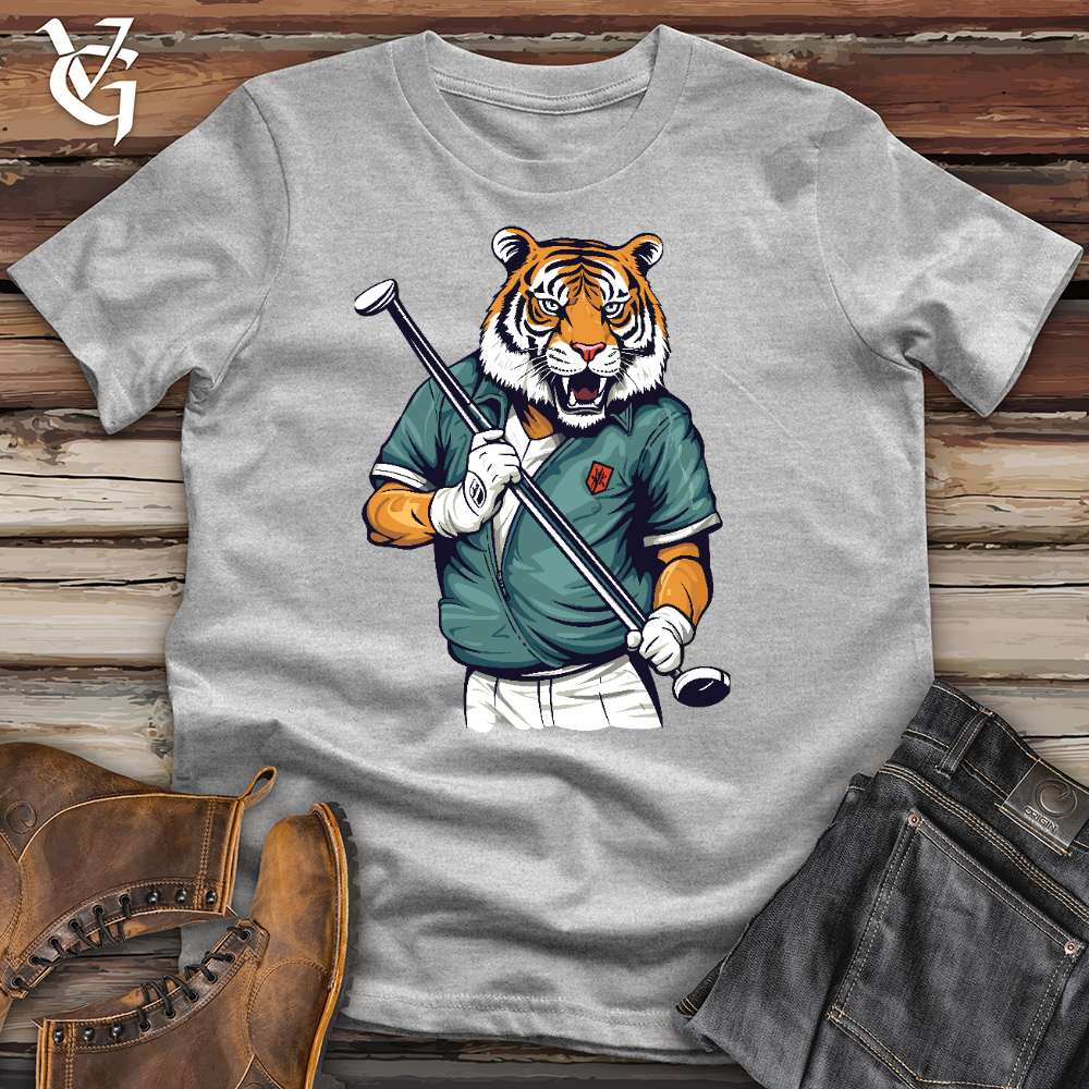 Tiger With Golf Club Cotton Tee