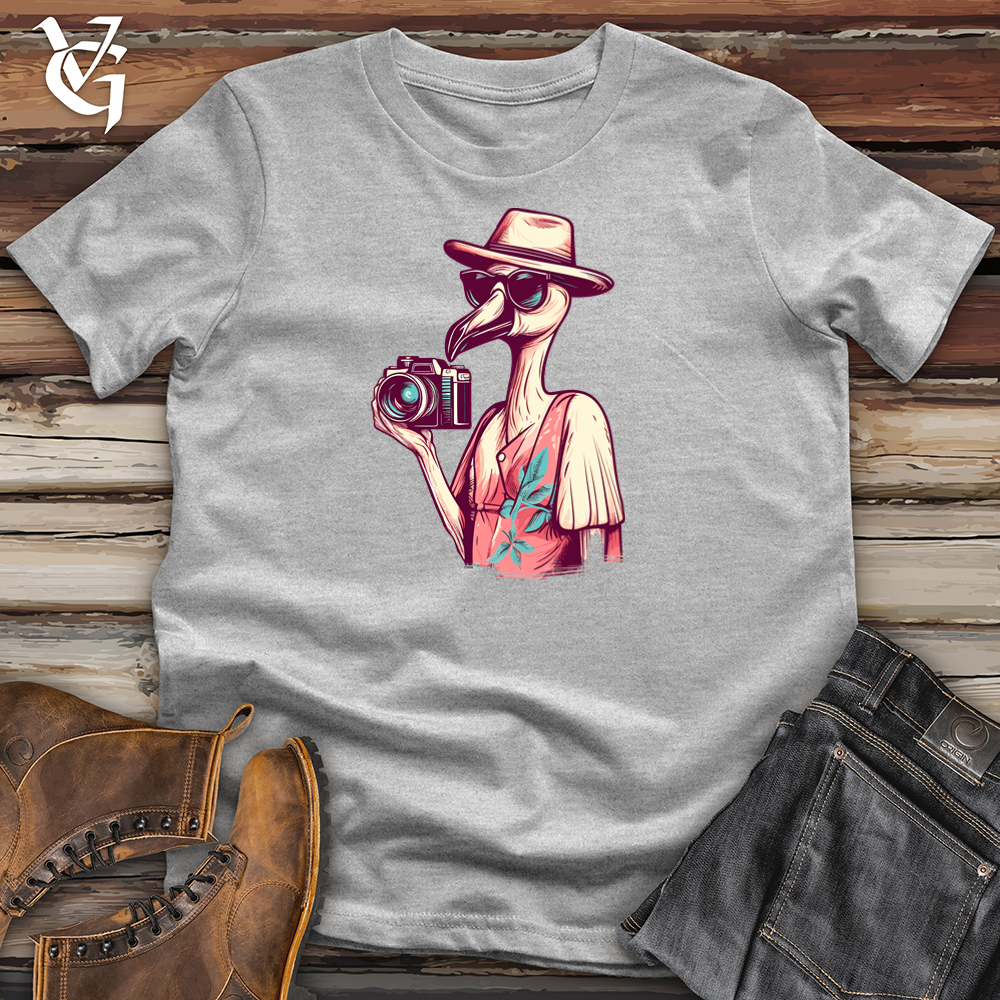 Retro Traveling Flamingo Cotton Tee