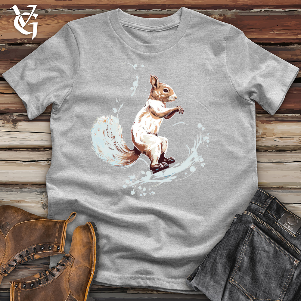 Graceful Ice Skating Squirrel Cotton Tee