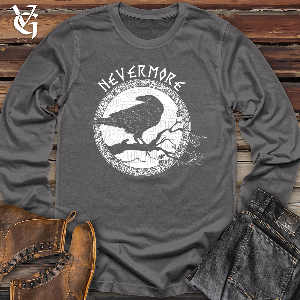 Nevermore White Winter Raven Long Sleeve