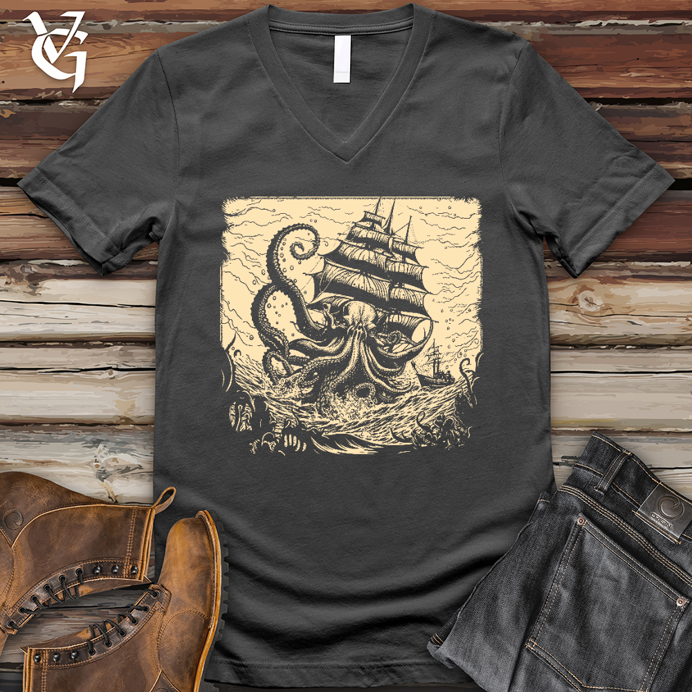 Kraken at Sea V-Neck Tee