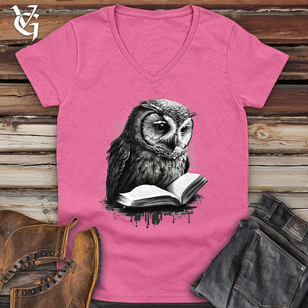 Owl Reading Book Softstyle V-Neck
