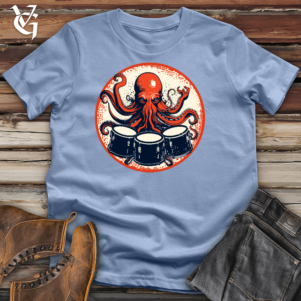 Octopus Playing Drums Cotton Tee