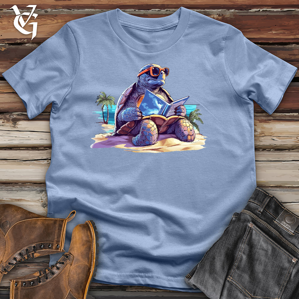 Sea Turtle Reading a Book Cotton Tee