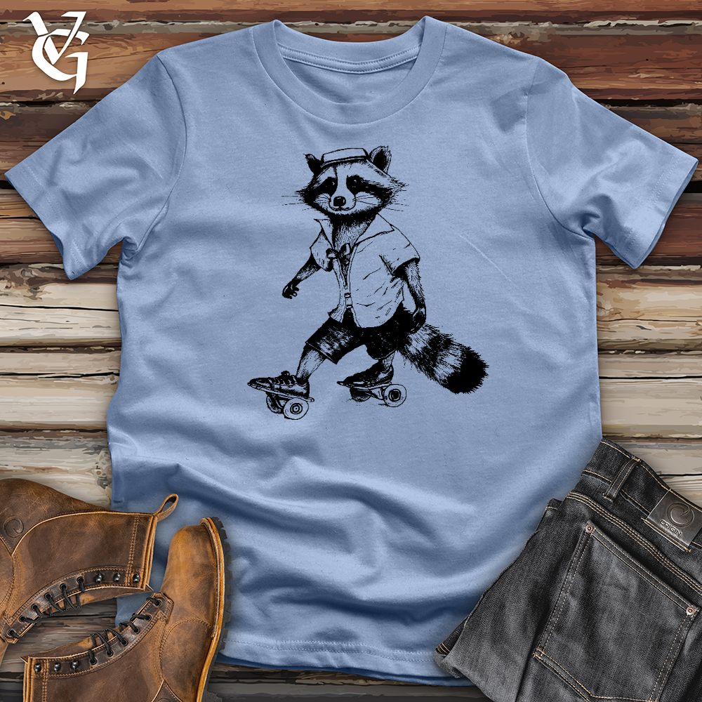 Raccoon On Roller Skates Cotton Tee