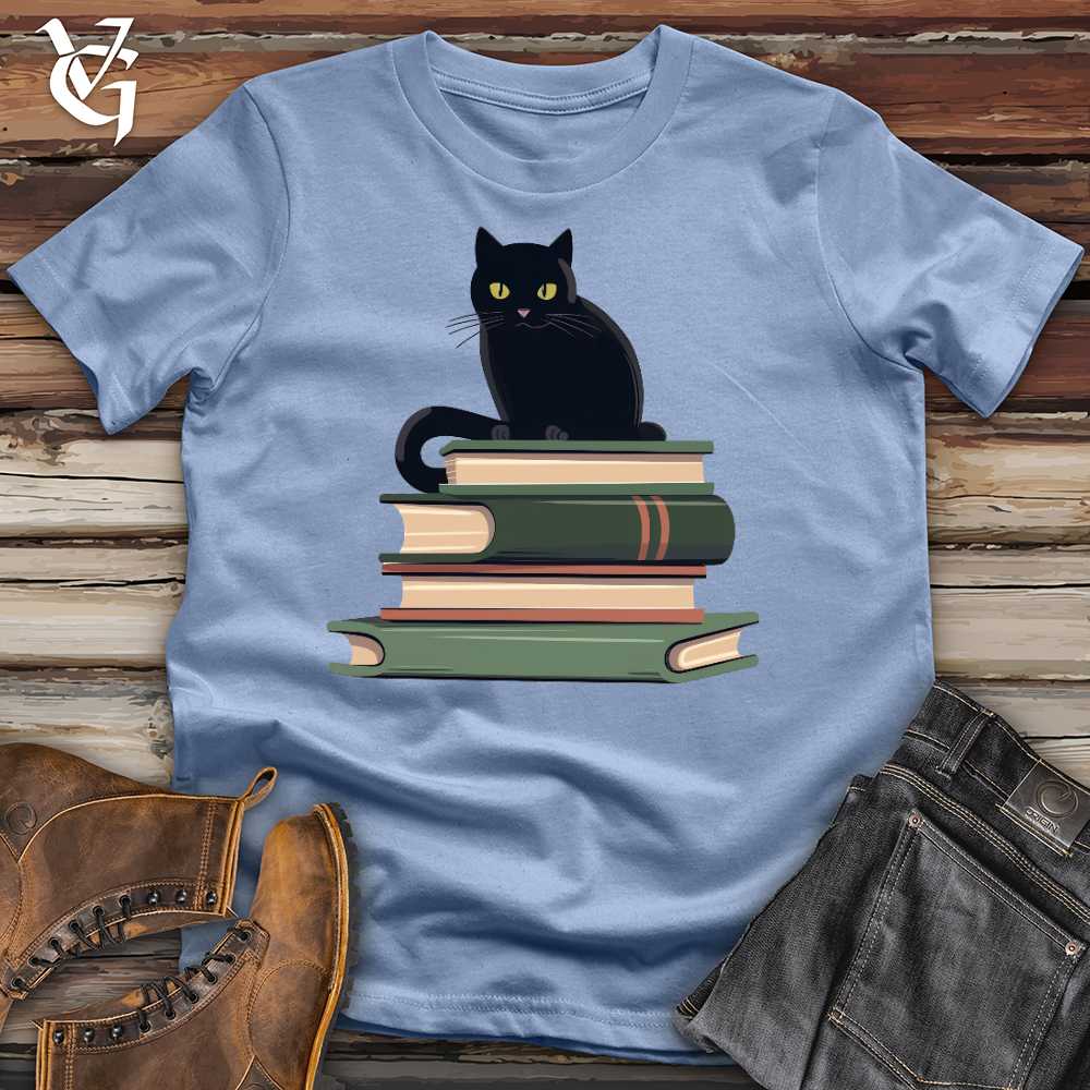 Cat Book Lover Cotton Tee