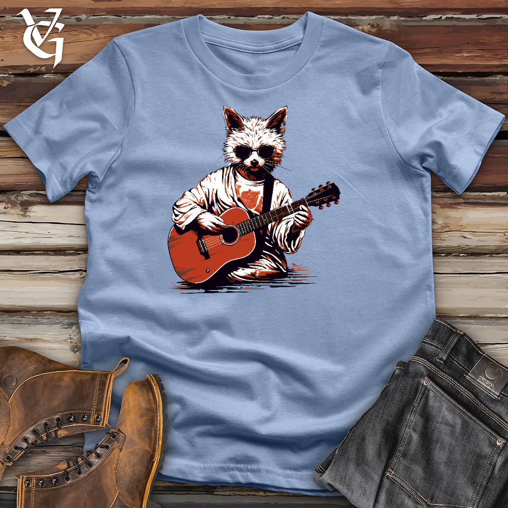Super Cool Cat Playing Guitar Cotton Tee
