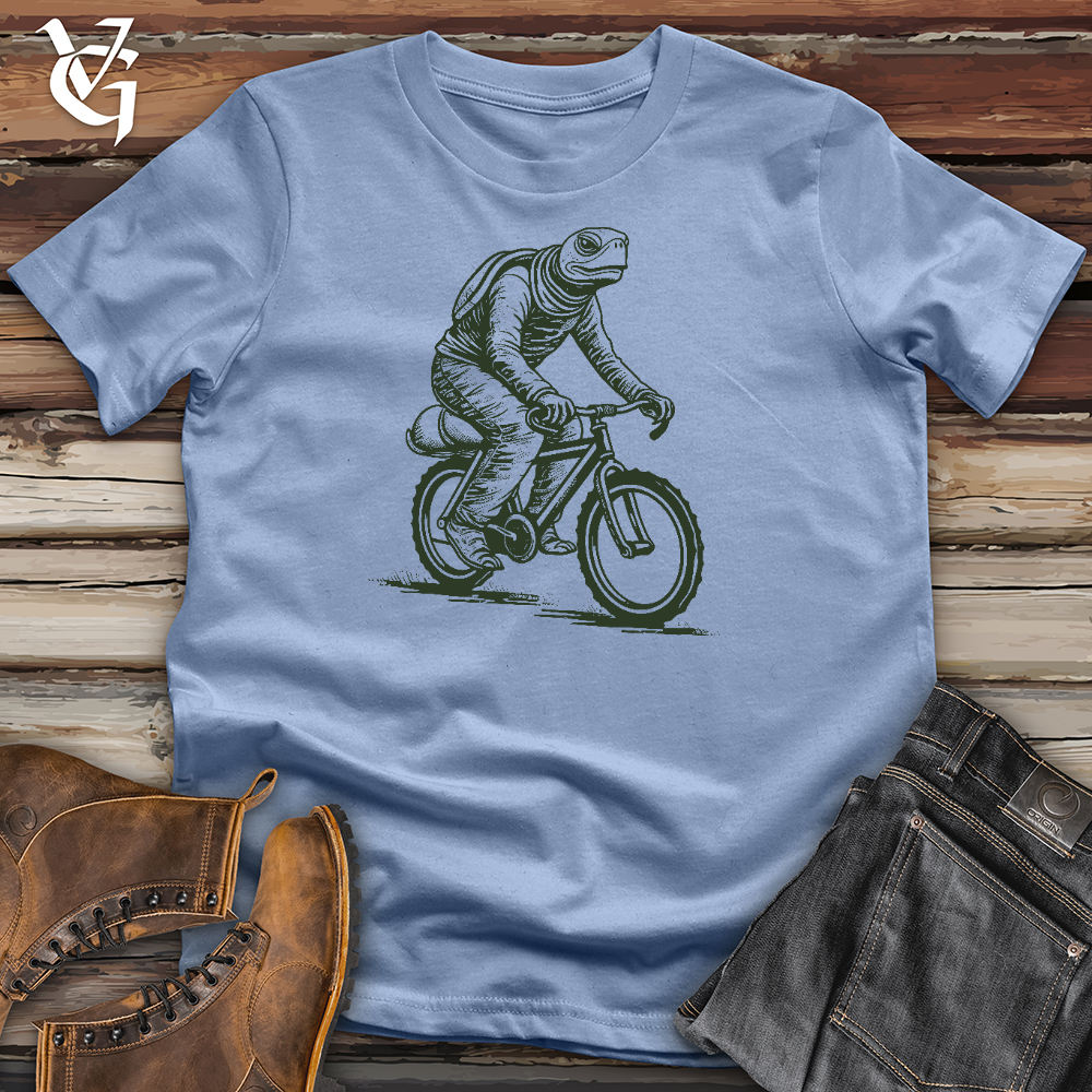 Turtle Riding On A Bicycle Cotton Tee