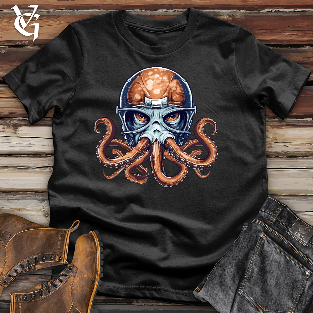 Octopus Wearing a Football Helmet Cotton Tee - Viking Goods Company