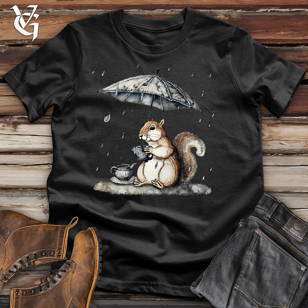 Squirrel In The Rain Cotton Tee