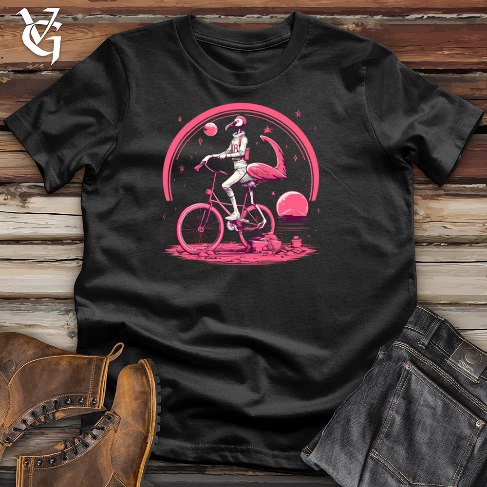 Flamingo Riding On A Bike  Cotton Tee