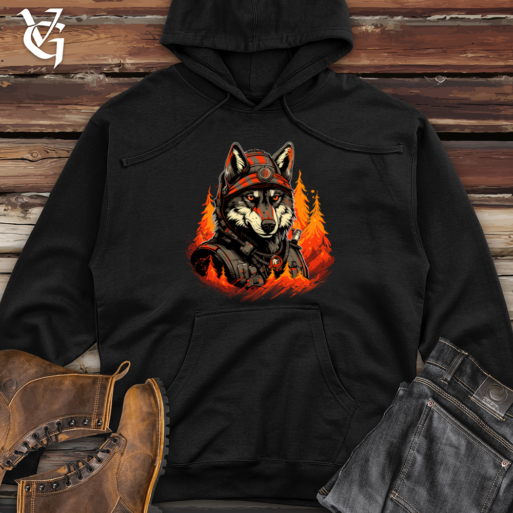 Firefighter Wolf Bravery Midweight Hooded Sweatshirt