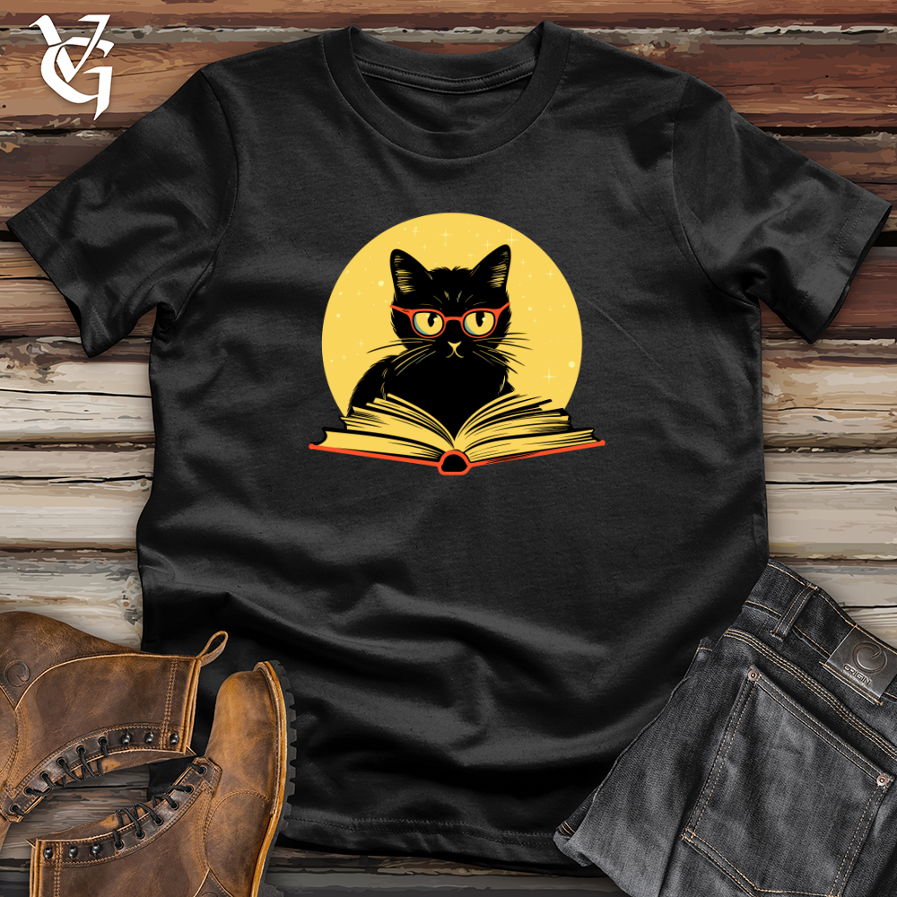 Retro Bookish Black Cat Softstyle Tee