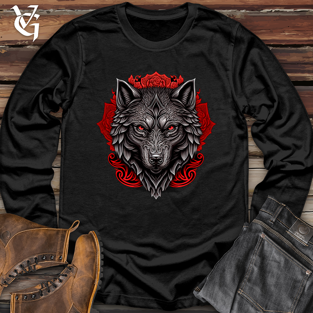 Red Flower Wolf Softstyle Long Sleeve