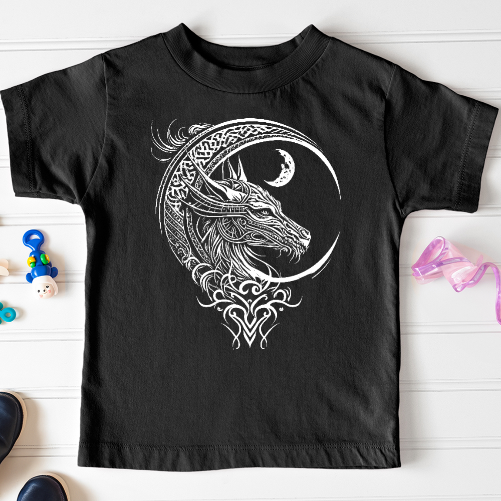 Viking Goods Celtic Dragon and Moon Toddler Tee Black / 2T