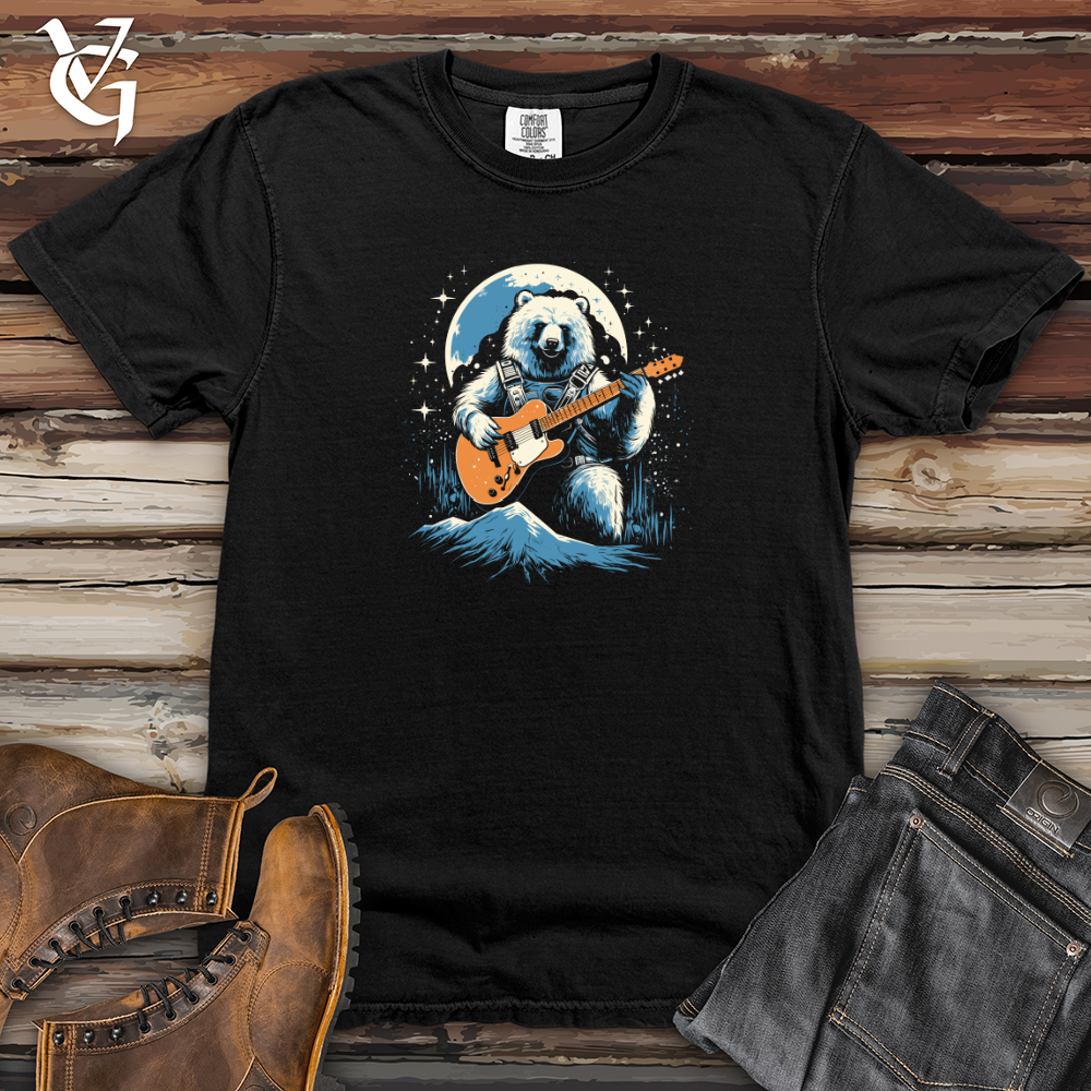 Retro Cosmic Guitar Bear Heavy Cotton Comfort Colors Tee