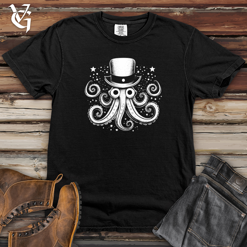 Vintage Cosmic Top Hat Octopus 02 Heavy Cotton Comfort Colors Tee