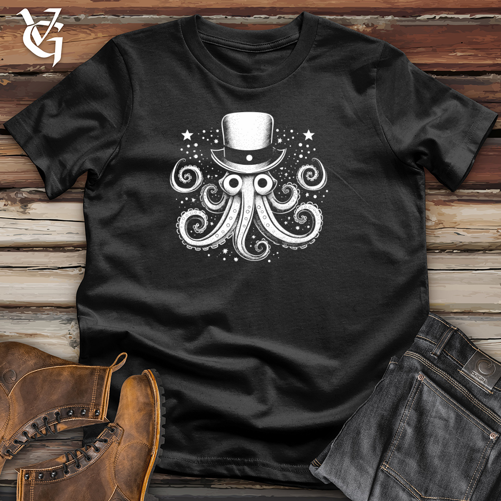 Vintage Cosmic Top Hat Octopus 02 Cotton Tee