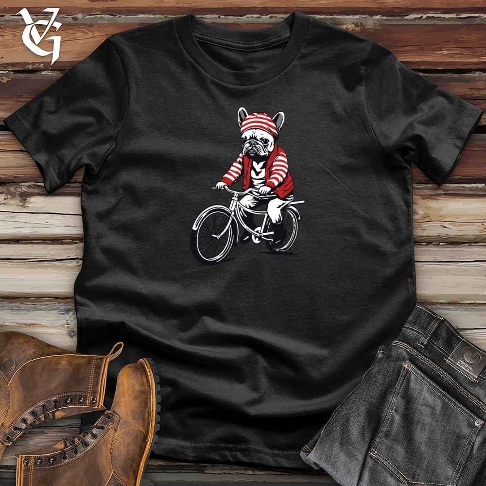 Retro Bicycle Riding Frenchie Softstyle Tee