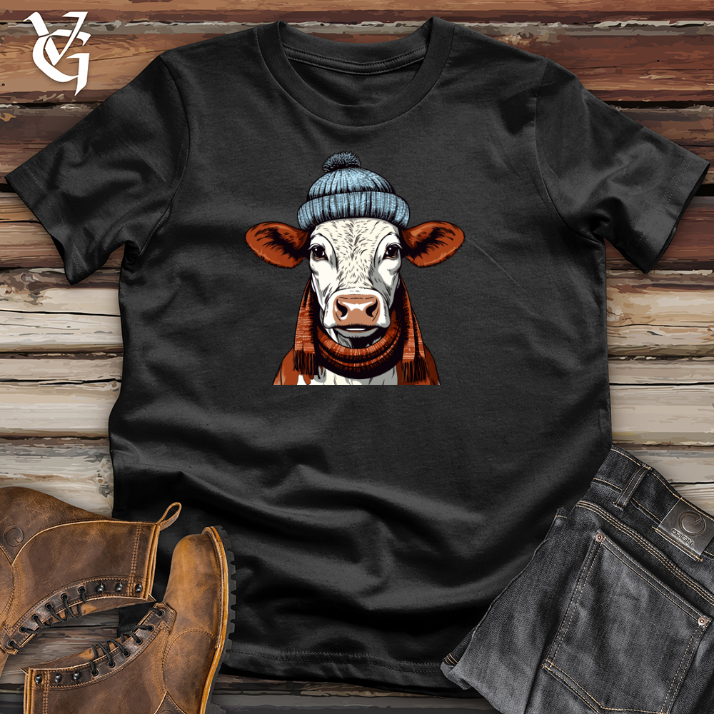 Cable Knit Cap Cow Cotton Tee