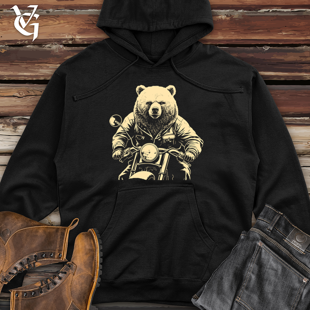 Policeman Bear on Motorcycle Patrol Midweight Hooded Sweatshirt