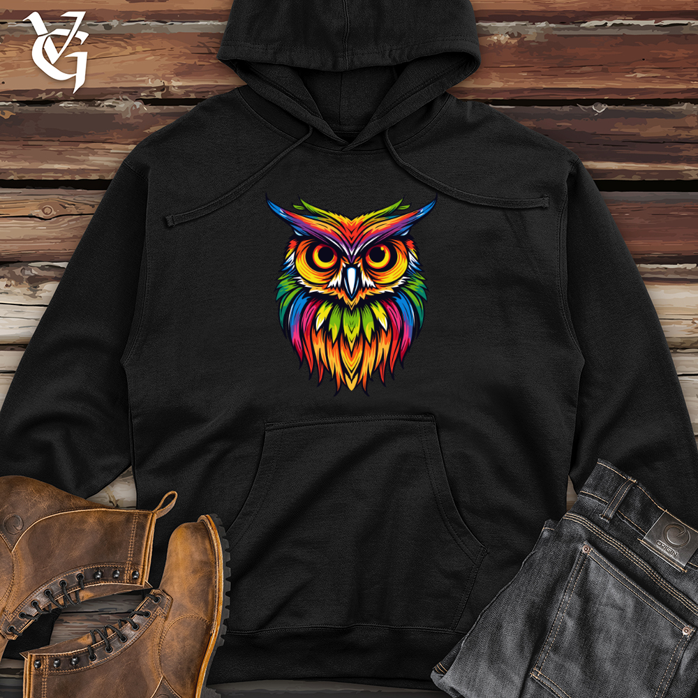 Colorful Nightwise Owl Midweight Hooded Sweatshirt