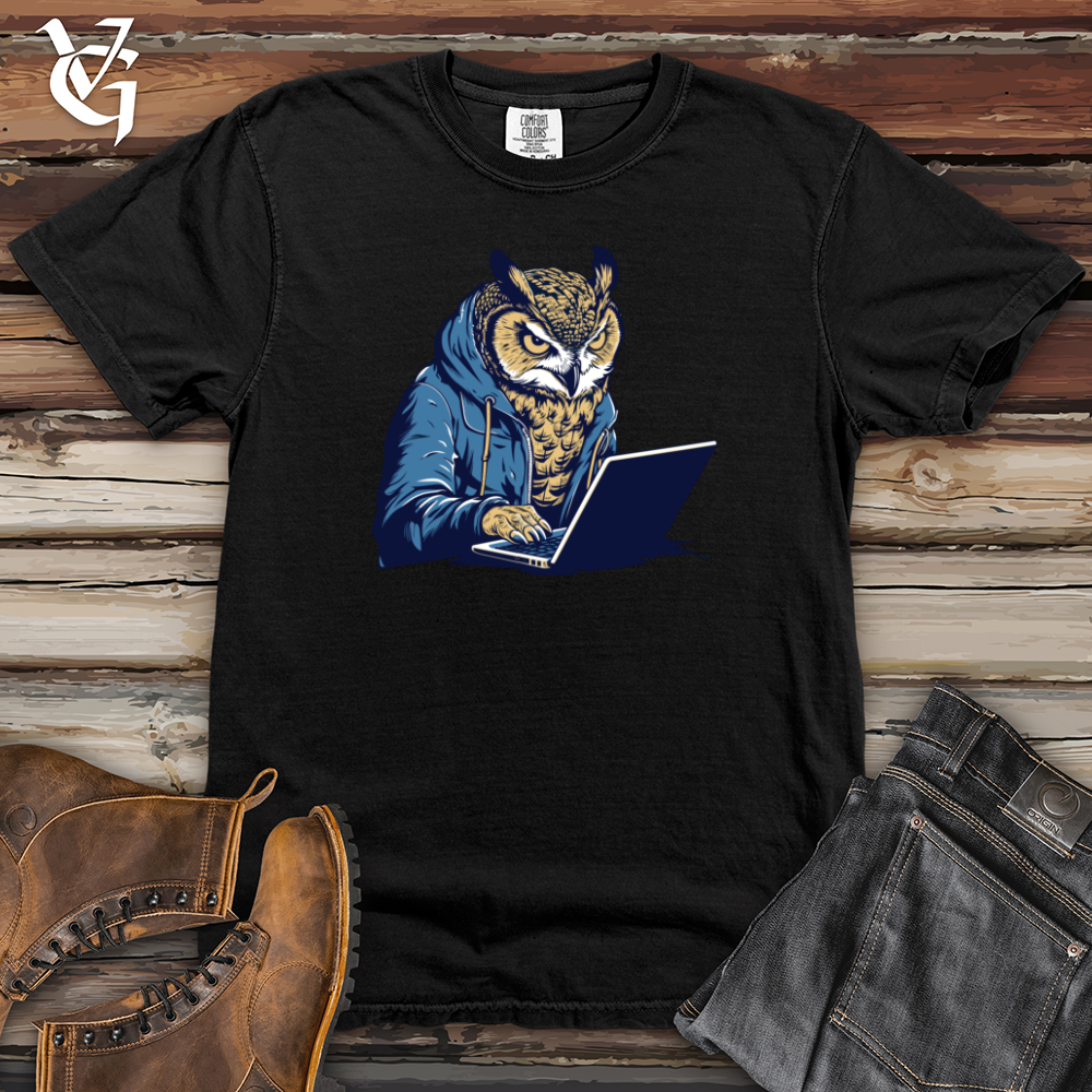 Retro Wise Tech Owl Heavy Cotton Comfort Colors Tee