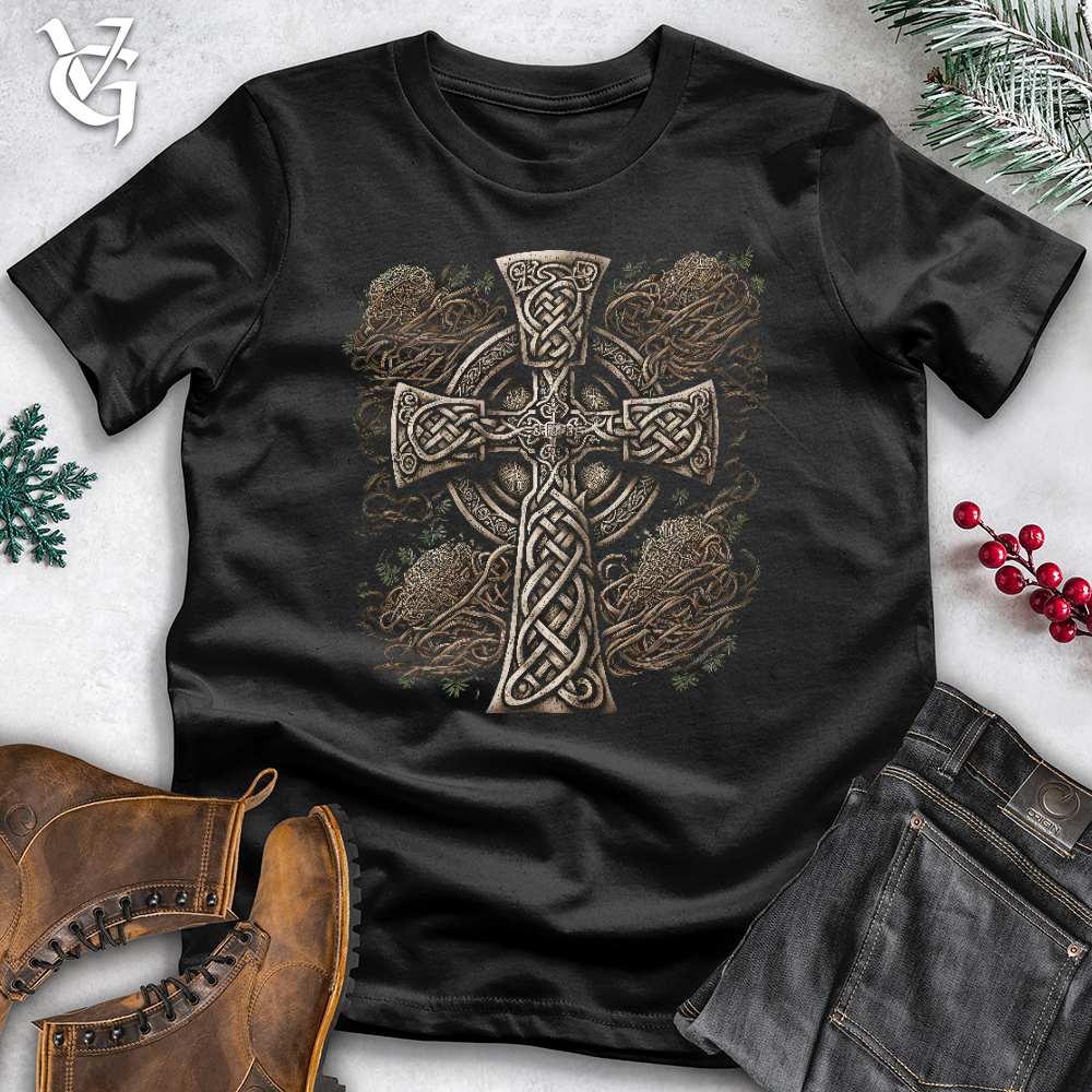 Celtic Cross Of The Forest Cotton Tee