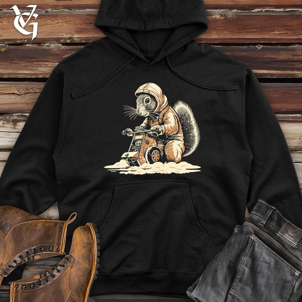 Vintage Snow Blower Squirrel Midweight Hooded Sweatshirt