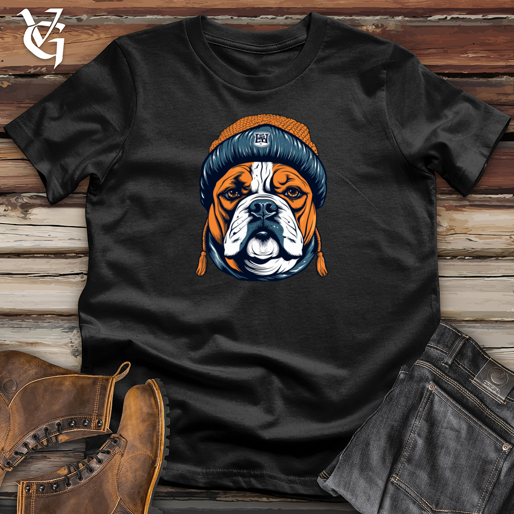 Vintage Beanie Wearing Bulldog Softstyle Tee
