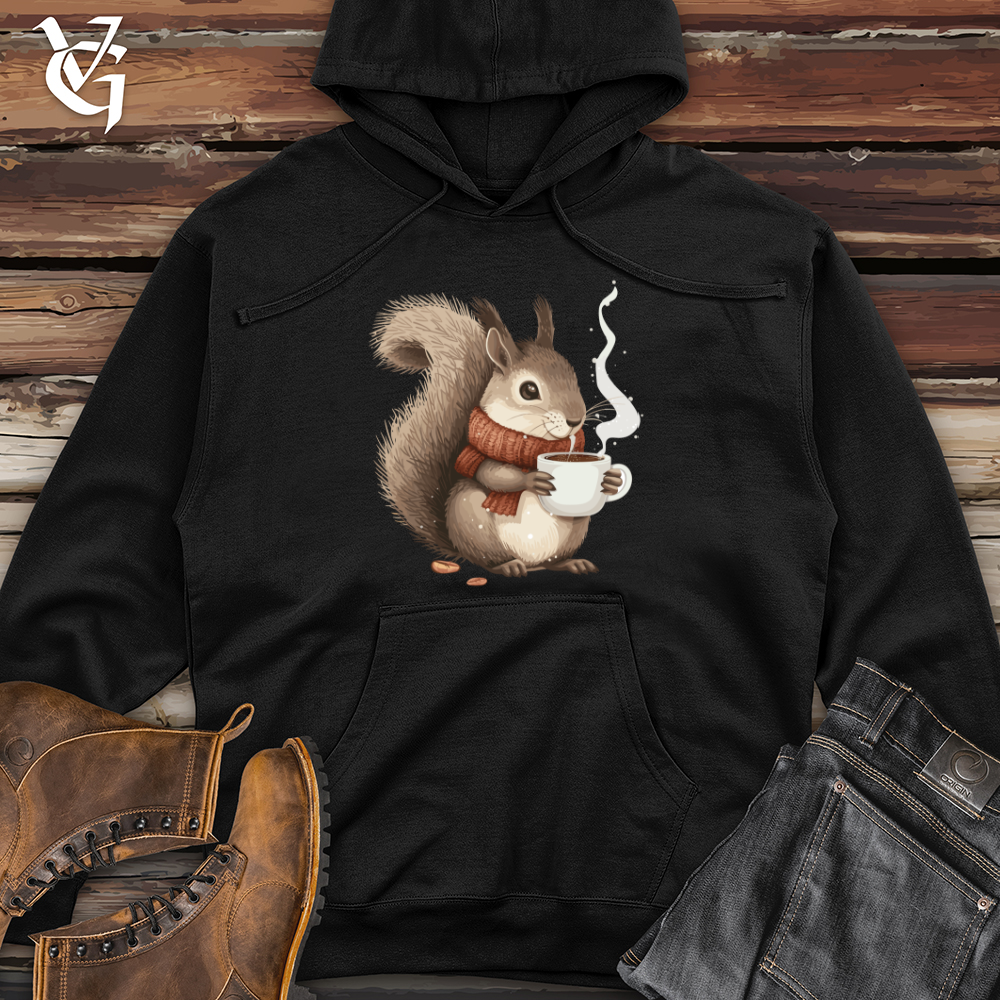 Squirrel Cozy Coffee Midweight Hooded Sweatshirt