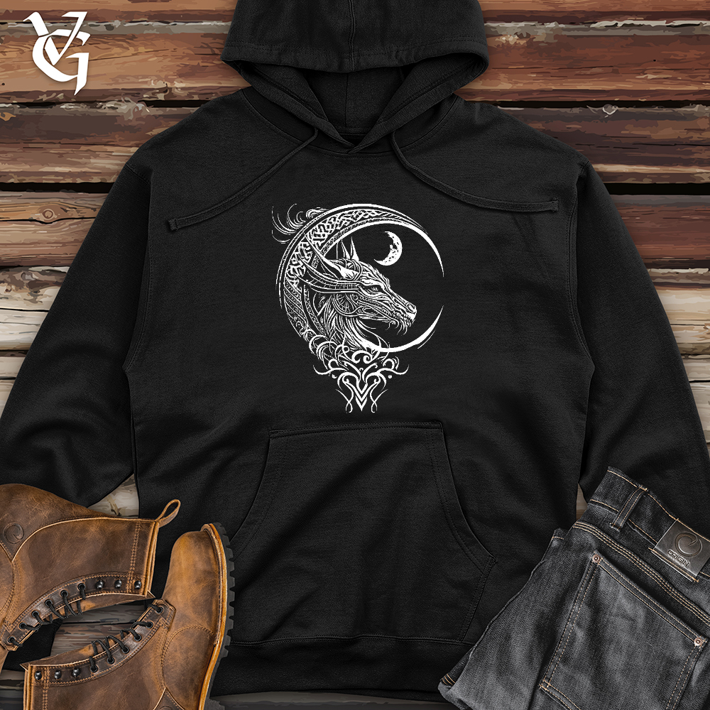 Celtic Dragon and Moon Midweight Hooded Sweatshirt