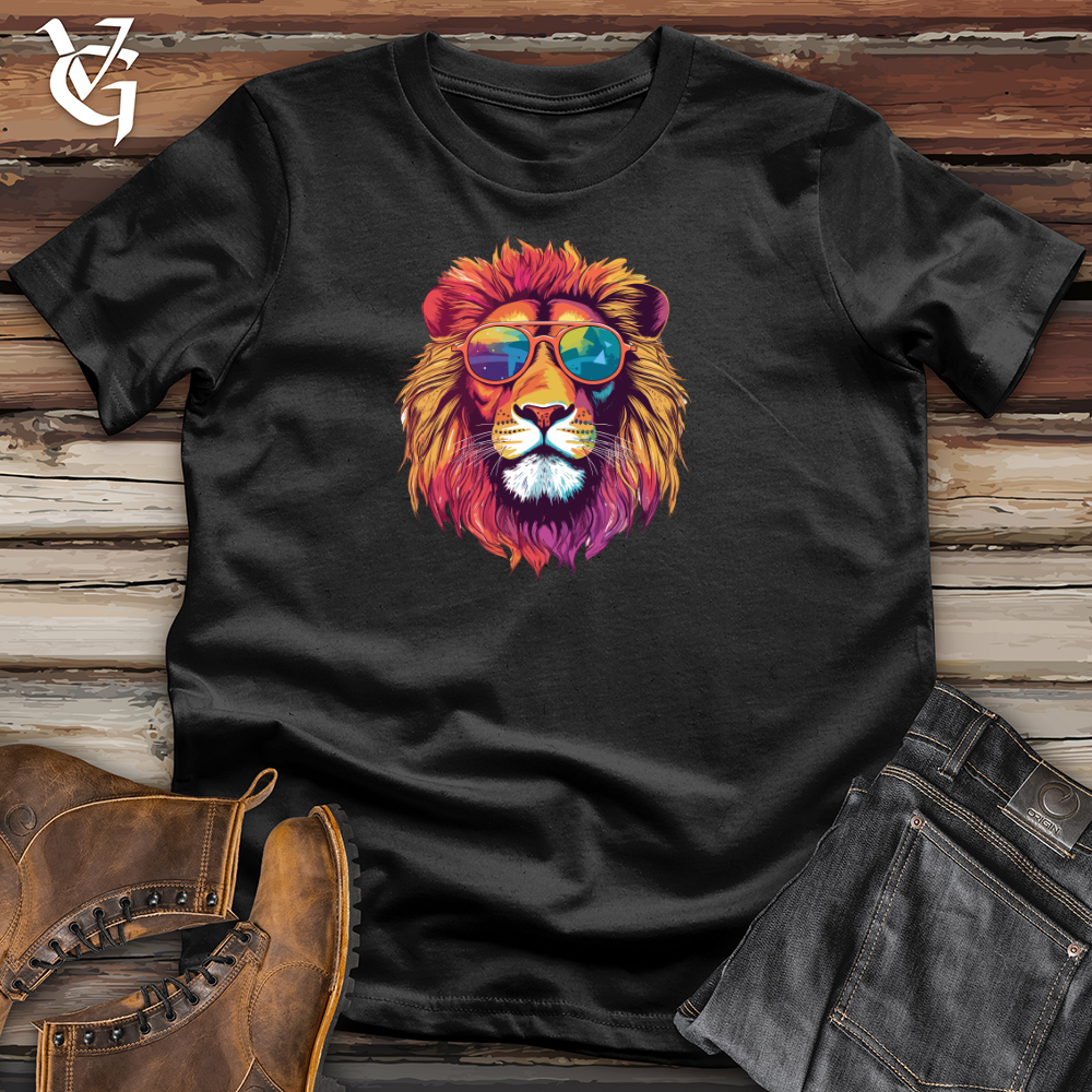 Retro Cosmic Shades Lion Cotton Tee