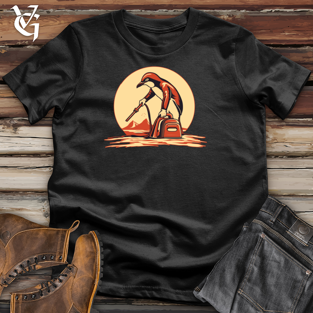 Retro Vacuuming Penguin Cotton Tee