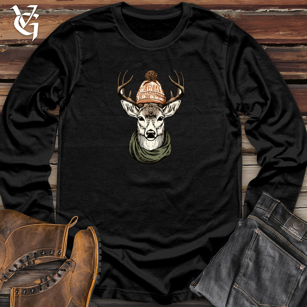 Retro Beanie Wearing Deer Long Sleeve