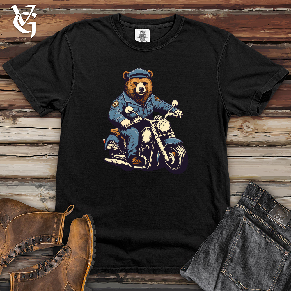 Bear on Motorcycle Patrol Duties Heavy Cotton Comfort Colors Tee
