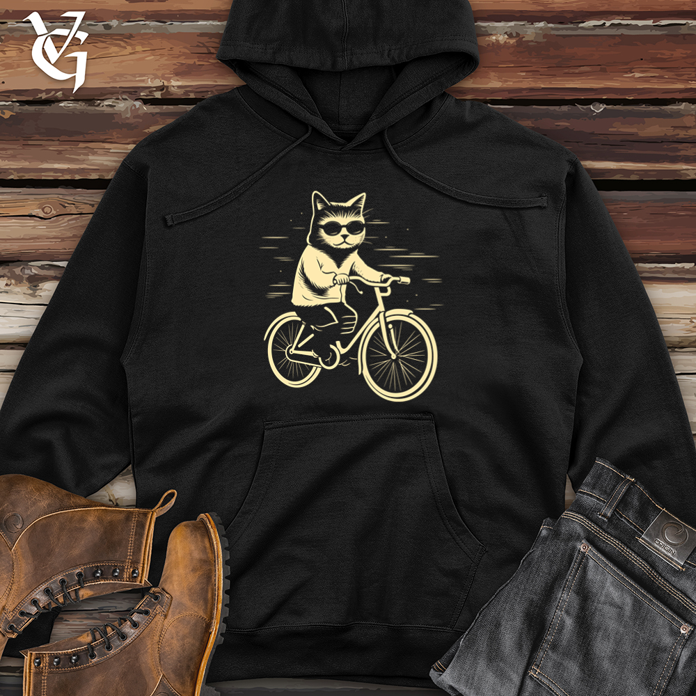 Cat Cyclist Cruiser Midweight Hooded Sweatshirt