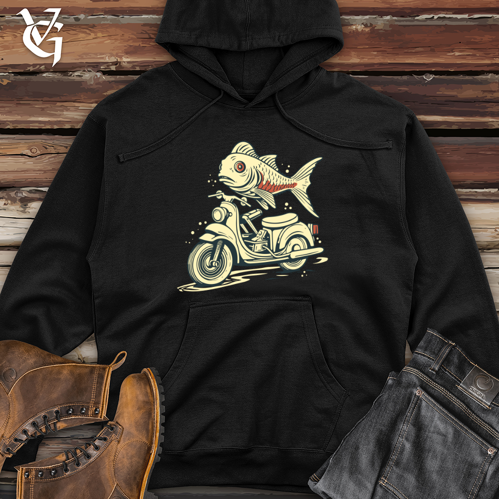 Fish Scooter Escape Midweight Hooded Sweatshirt