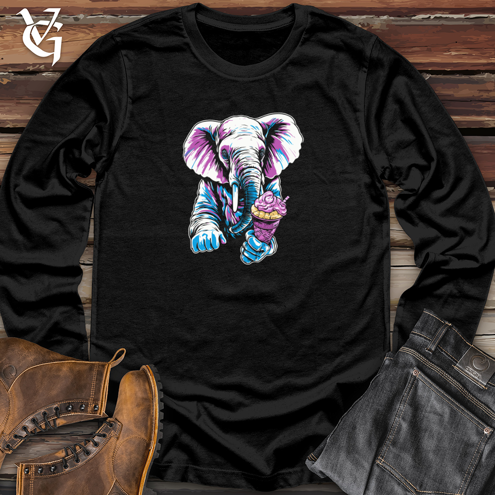Retro Cosmic Ice Cream Elephant Long Sleeve